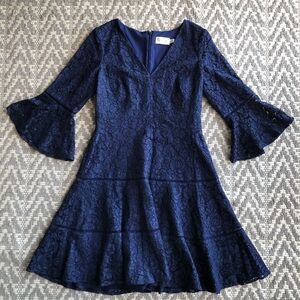 Eliza J lace v-neck fluted sleeves fit and flare dress size 6